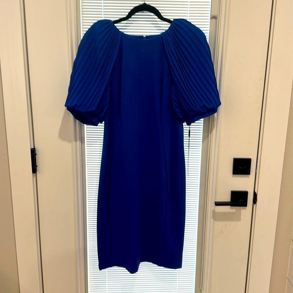 Elegant Blue Puff-Sleeve Dress
